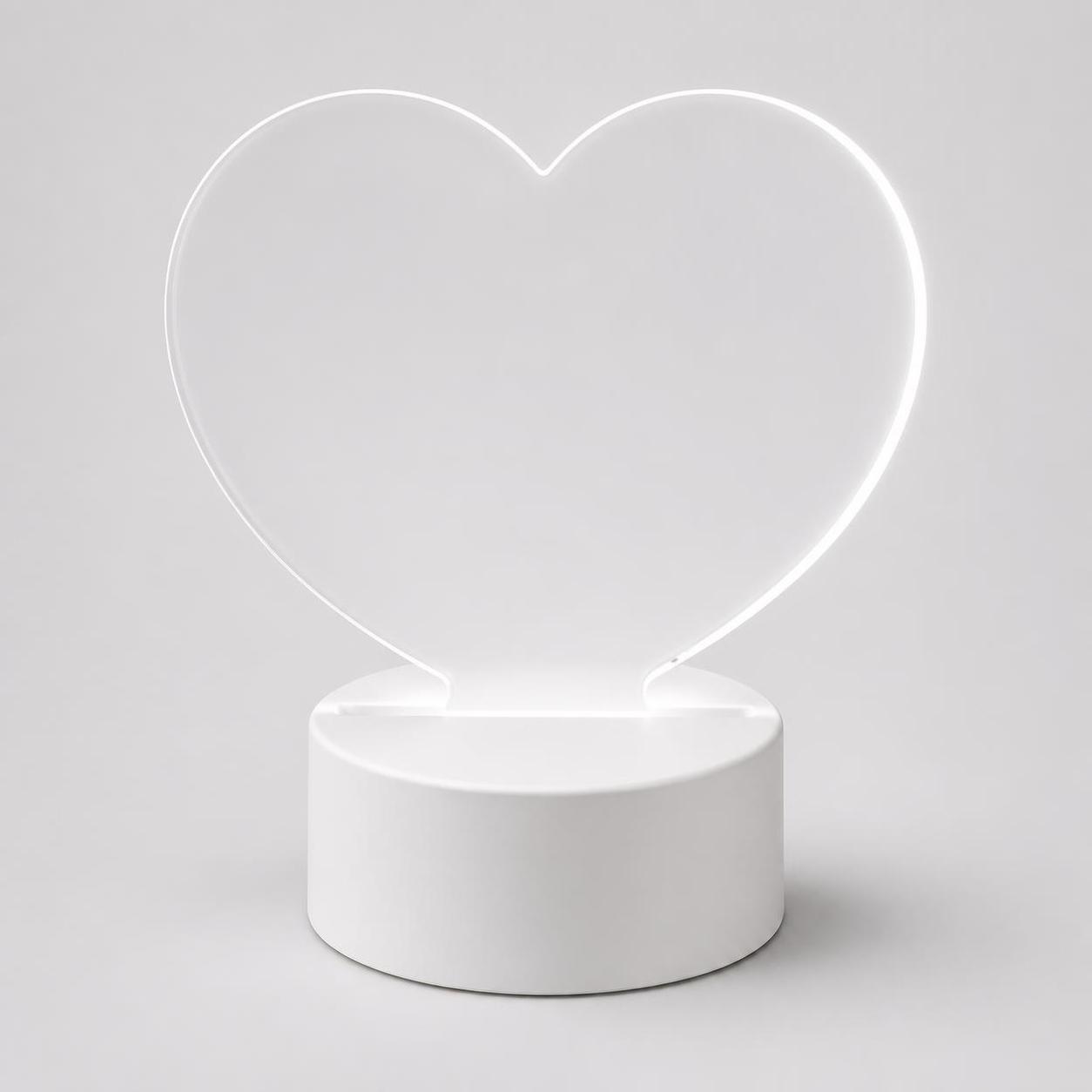Акрилова фоторамка з LED-підсвіткою та пластиковою підставкою у формі серця